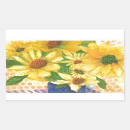 Adesivo Retangular margarida amarela no vaso azul