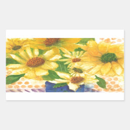 Adesivo Retangular margarida amarela no vaso azul