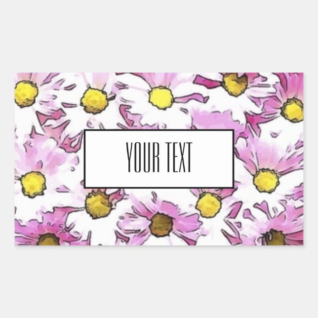 Adesivo Retangular Marguerite aquarel Elegante (Frente)