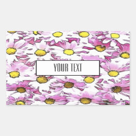 Adesivo Retangular Marguerite aquarel Elegante