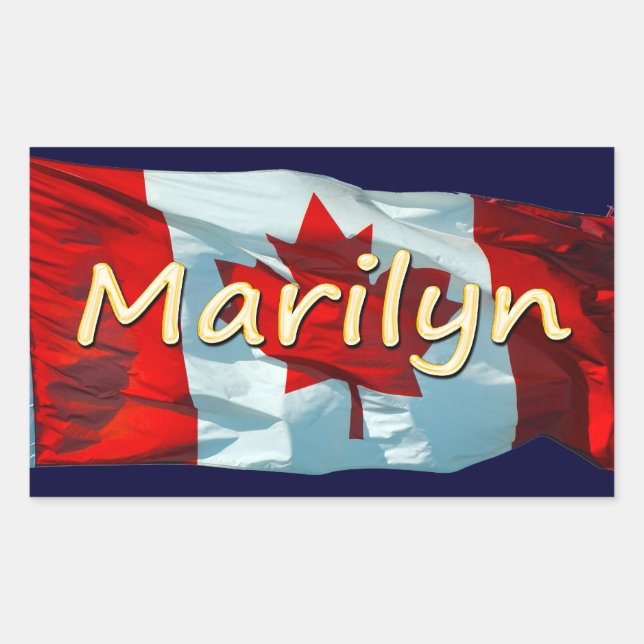 Adesivo Retangular MARILYN Name & Canadian Flag Personal Stickers (Frente)