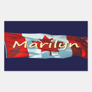 Adesivo Retangular MARILYN Name & Canadian Flag Personal Stickers