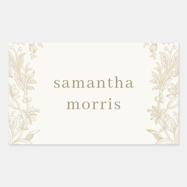 Adesivo Retangular Marinha Floral Desenhada Elegante (Frente)