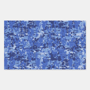 Adesivo Retangular Marinho Blue Digital Pixels Texture Decor