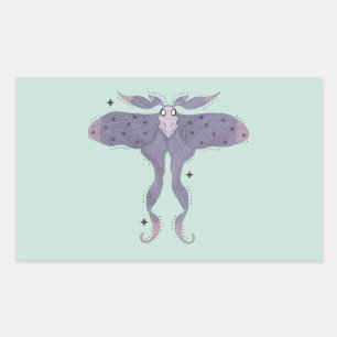 Adesivo Retangular Mariposa Roxa Caprichosa com Faíscas de Estrela