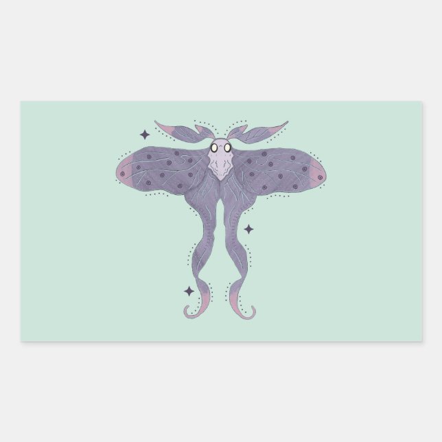Adesivo Retangular Mariposa Roxa Caprichosa com Faíscas de Estrela (Frente)