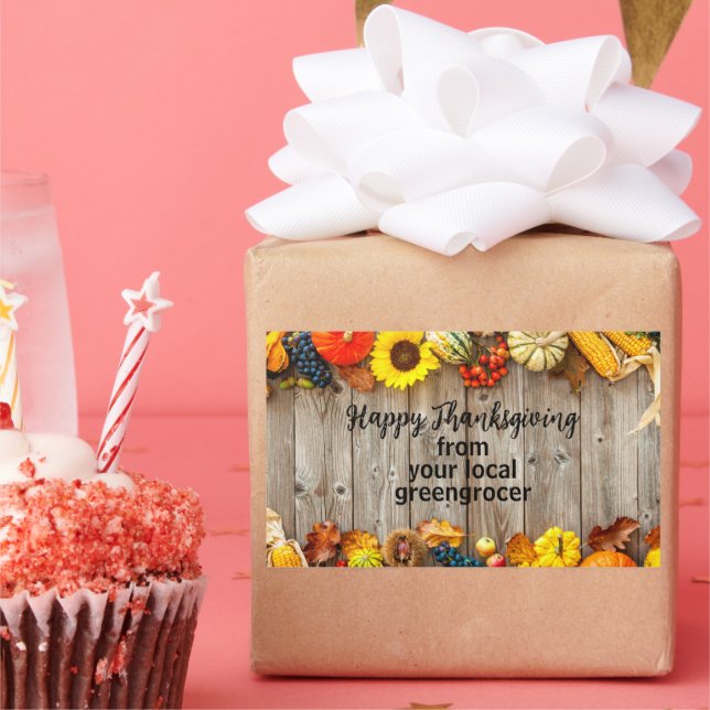 Adesivo Retangular Marketing de negócios da Rustic Happy Thankanding (Festa)