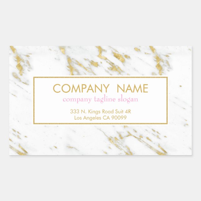 Adesivo Retangular Mármaco Branco Com Glitter (Frente)