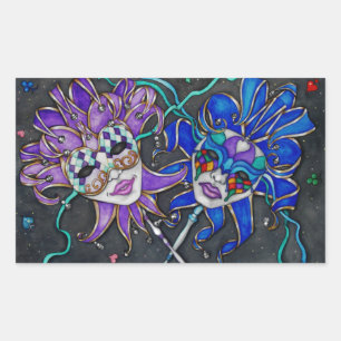 Adesivo Retangular Máscaras do bobo da corte da comédia/tragédia