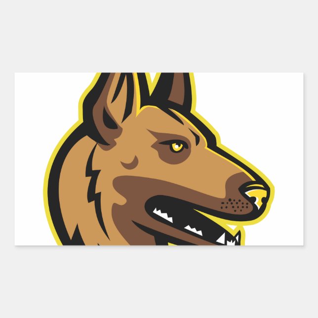 Adesivo Retangular Mascot de cães malinois belgas (Frente)
