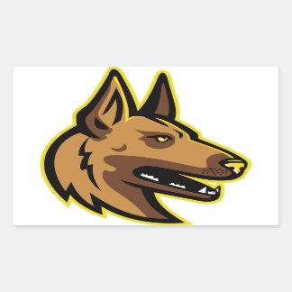 Adesivo Retangular Mascot de cães malinois belgas