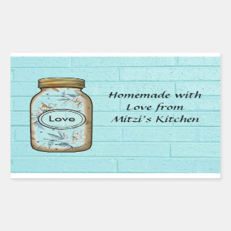 Adesivo Retangular Mason Jar Sticker/Labels personalizam.
