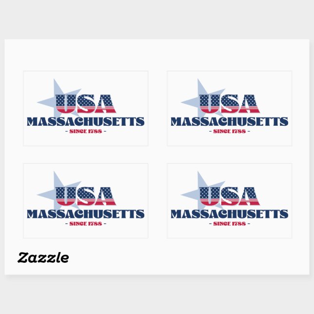 Adesivo Retangular Massachusetts My Home State Sticker (Folha)