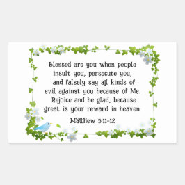 Adesivo Retangular Mateus 5:11-12 Abençoados são vocês, Bíblias