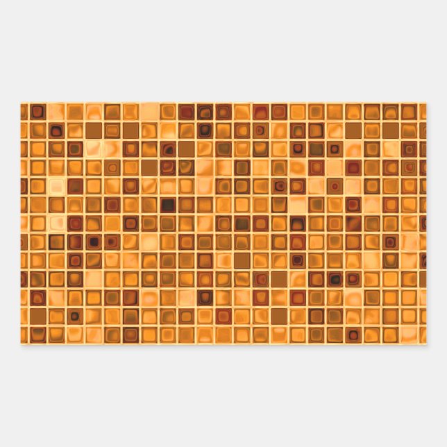 Adesivo Retangular Matizes De Azulejo Mosaico "Watery" Laranja Rust (Frente)