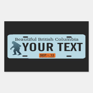 Adesivo Retangular Matrícula de Sasquatch do Columbia Britânica