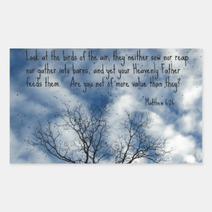 Adesivo Retangular Matthew 6:26 Olhe os pássaros do ar...