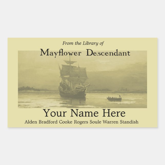 Adesivo Retangular Mayflower Bookplate (Frente)