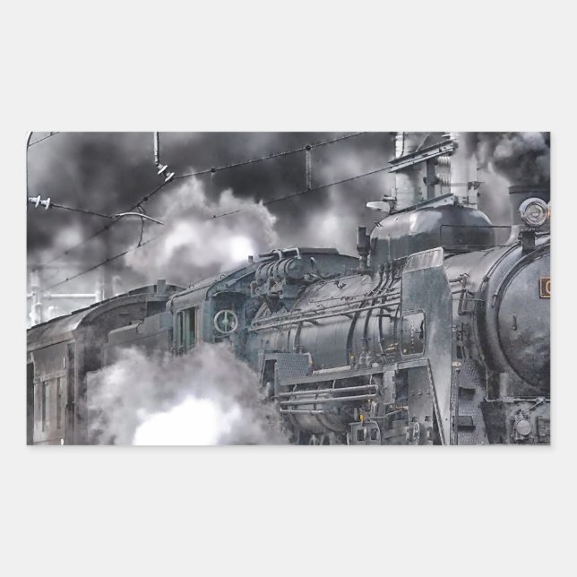 Adesivo Retangular Mecanismos a vapor treinam fotos HDR (Frente)