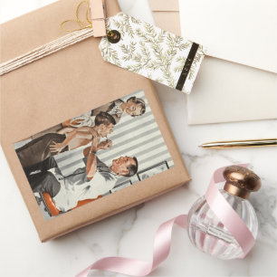 Adesivo Retangular Medicina Antiga, Médico Pediatra com Paciente