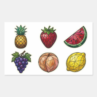 Adesivo Retangular Medley de Frutas em Vidro Colorido