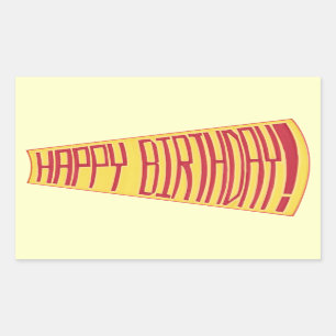 Adesivo Retangular Mega Phone Happy Birthday Stickers