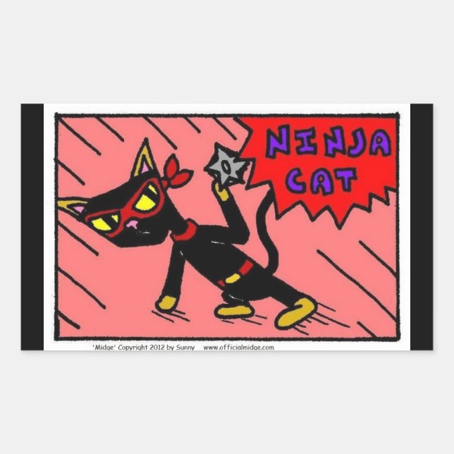 Adesivo Retangular Mel NINJA CAT Stickers - Conjunto de 20 (Frente)