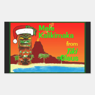Adesivo Retangular Mele Kalikimaka do Tiki Claus