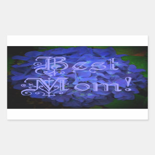 Adesivo Retangular Melhor mãe com fundo azul de flores