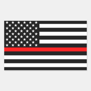 Adesivo Retangular Memorial Thin Red Line - Bandeira Americana Simból