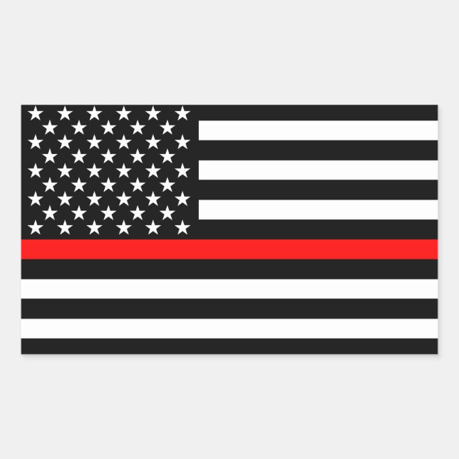 Adesivo Retangular Memorial Thin Red Line - Bandeira Americana Simból (Frente)