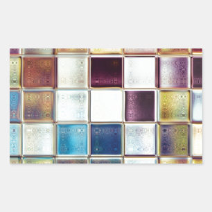 Adesivo Retangular Memórias Tropicais Arte do Azulejo Mosaico