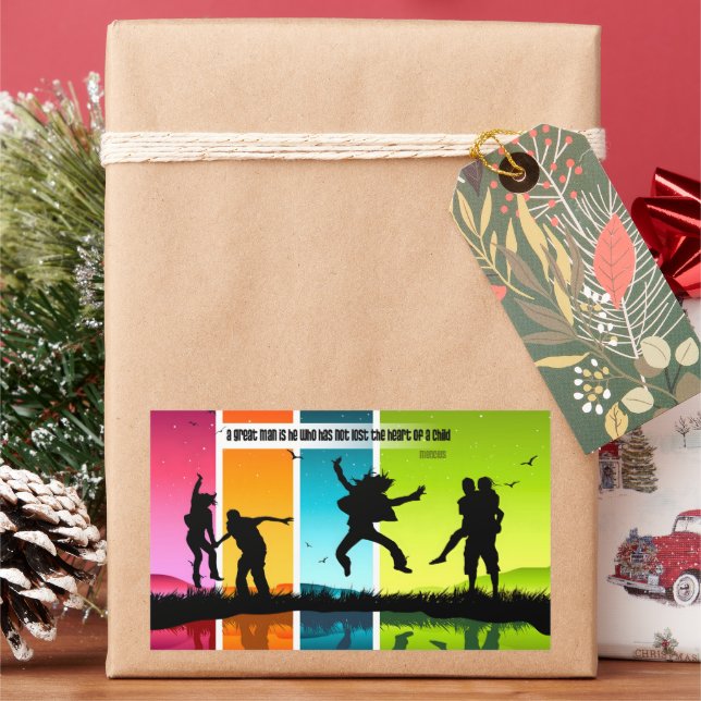 Adesivo Retangular Mencius Inspirational Cote "Um homem excelente" (Feriado)