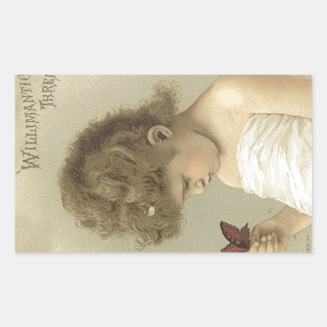 Adesivo Retangular Menina Admitindo Borboleta Ephemera (Frente)