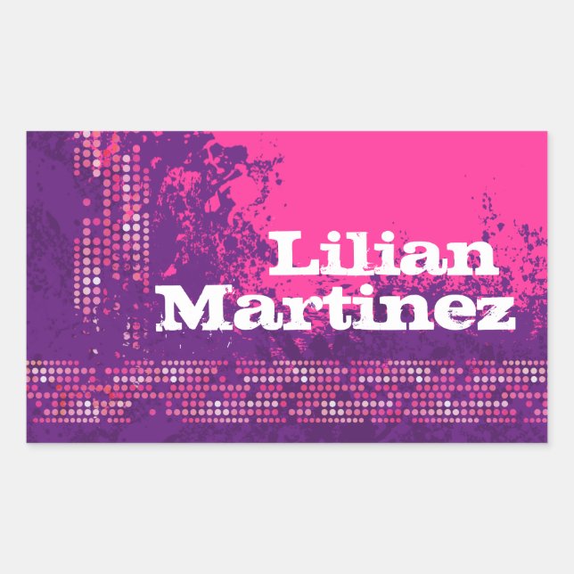 Adesivo Retangular Menina de adolescente nome esportivo rosa púrpura  (Frente)