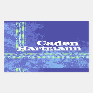 Adesivo Retangular Meninos adolescentes nome desportivo azul escuro e