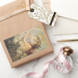 Adesivo Retangular Mensagem de Angel de George Swather, Vintage Art