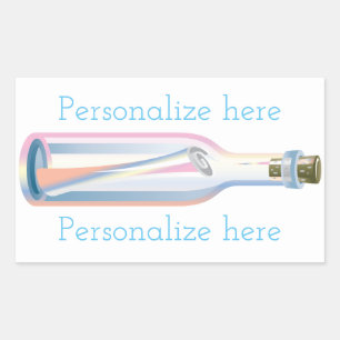 Adesivo Retangular Mensagem em uma garrafa de praia de verão