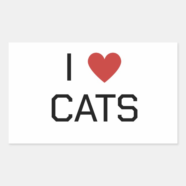 Adesivo Retangular Mensagem I Heart Cats (Frente)