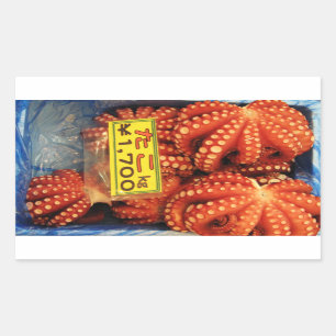 Adesivo Retangular Mercado de peixes de Tsukiji do たこ de Tako do