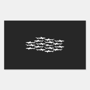 Adesivo Retangular Mergulho Scuba Nadando com Escola de Tubarões