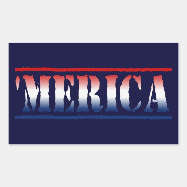 Adesivo Retangular 'MERICA Red White & Blue Stickers (6/folha) (Frente)