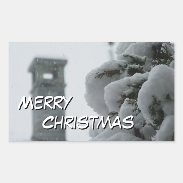 Adesivo Retangular Merry Christmas Sticker (Frente)