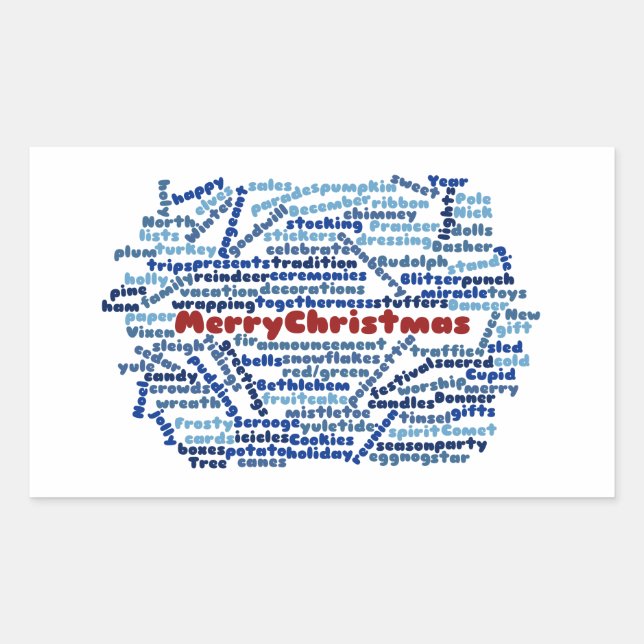 Adesivo Retangular Merry Christmas Sticker (Frente)