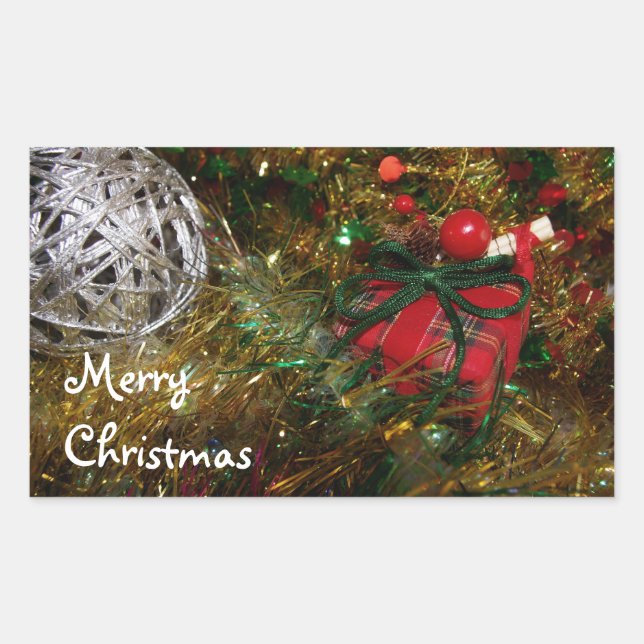 Adesivo Retangular Merry Christmas Sticker (Frente)