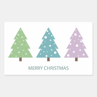 Adesivo Retangular Merry Christmas Trees Sticker