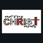 Adesivo Retangular Merry CHRISTmas Xadrez Buffalo<br><div class="desc">A fabulosa xadrez de búfalos desenhada diz "Feliz Natal".</div>