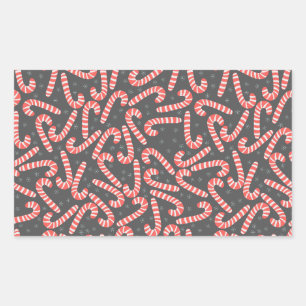 Adesivo Retangular Merry Natal Peppermint Candy Canes Snowflakes