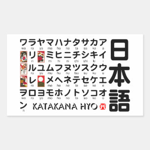 Adesivo Retangular Mesa japonesa dos Katakana (alfabeto)