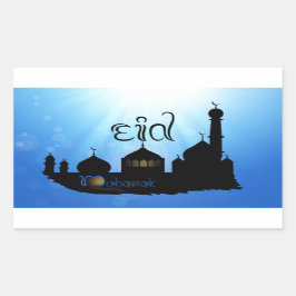 Adesivo Retangular Mesquita Eid Mubarak com Tipografia